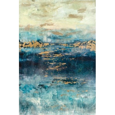 'Teal and Gold Scape' Painting Print on Canvas - Image 0