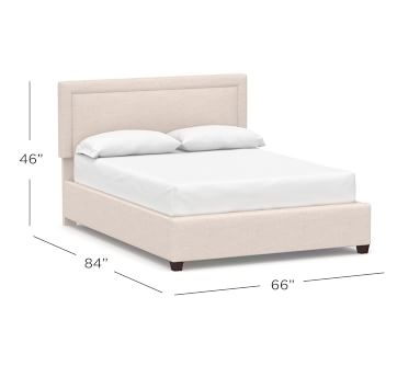 Elliot Square Upholstered Bed, Queen, Brushed Crossweave Light Gray - Image 1