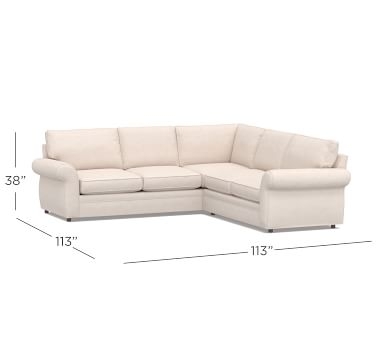 Pearce Roll Arm Upholstered 2-Piece L-Shaped Sectional, Down Blend Wrapped Cushions, Performance Slub Cotton Silver Taupe - Image 3