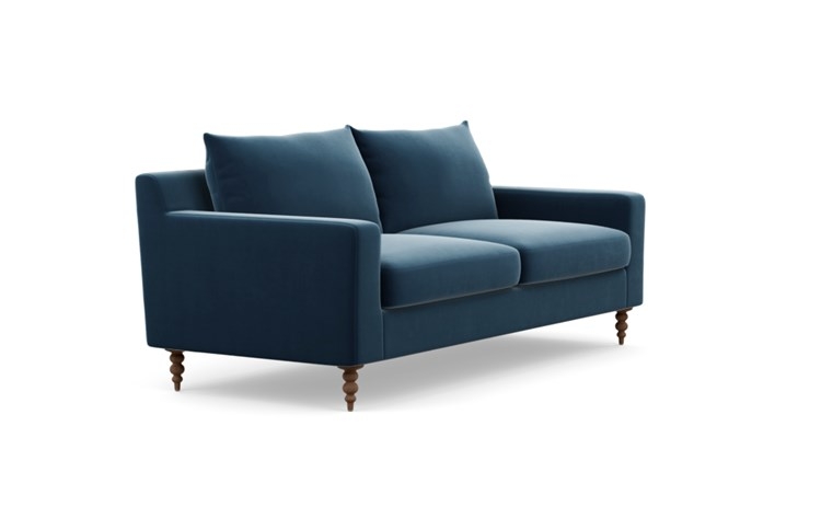 Sloan Sofa with Sapphire Fabric and Oiled Walnut legs - Image 1