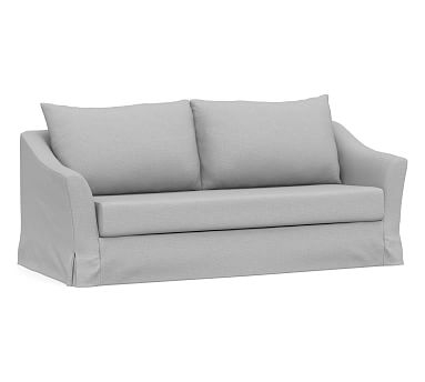 SoMa Brady Slope Arm Slipcovered Sleeper Sofa, Polyester Wrapped Cushions, Brushed Crossweave Light Gray - Image 0