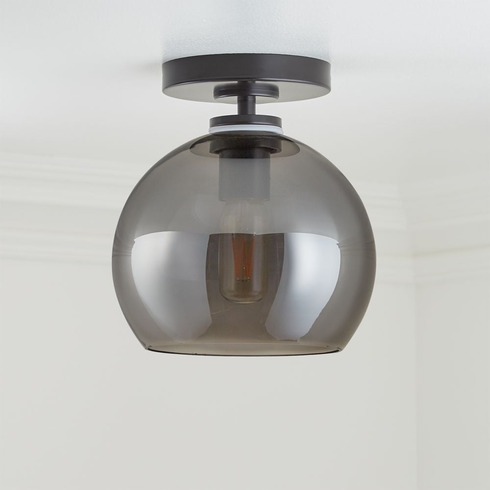 Arren Black Flush Mount Light with Silver Round Shade 8" - Image 0