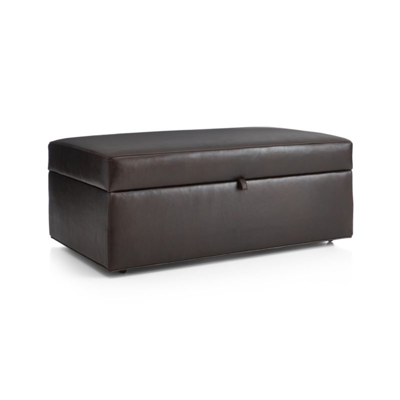 Axis Leather Storage Ottoman with Tray - Image 2