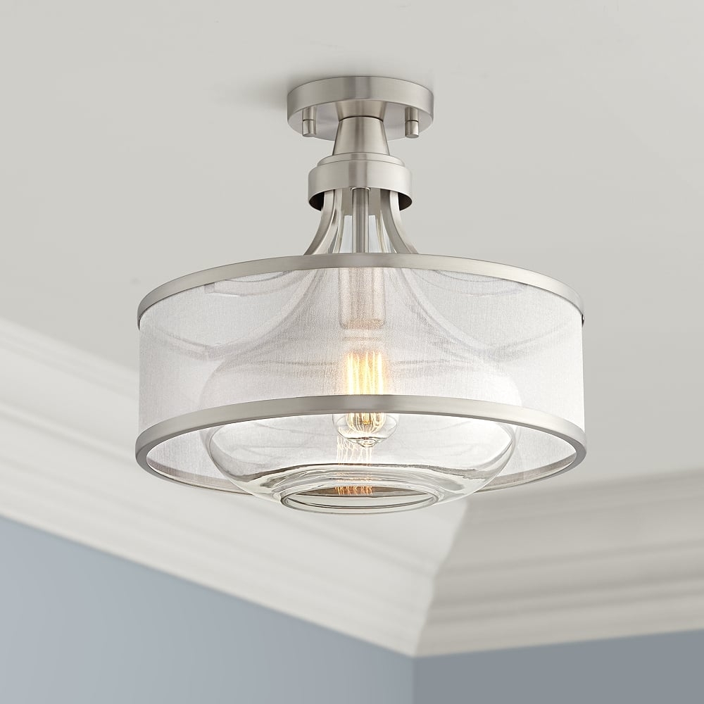 Possini Euro Layne 15" Wide Brushed Nickel Ceiling Light - Image 0