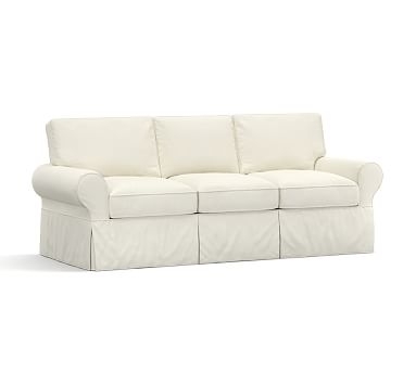 PB Basic Slipcovered Sofa 82.5", Polyester Wrapped Cushions, Washed Linen/Cotton Ivory - Image 2