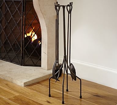 Lattice Hand Forged Metal Fireplace Tool Set, Blackened finish - Image 0