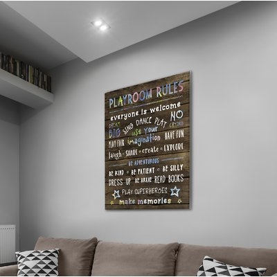 'Playroom Rules' Textual Art on Wrapped Canvas - Image 0