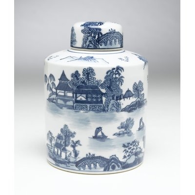Cylindrical Porcelain Storage Jar with Lid - Image 0