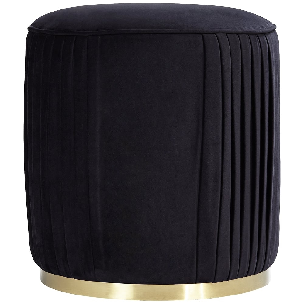 Odessa Round Black Ottoman with Gold Band - Style # 72R86 - Image 0