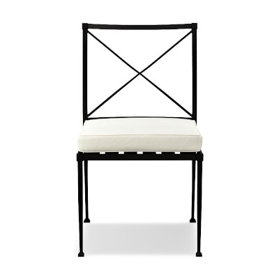 Bridgehampton Outdoor Dining Side Chair Cushion, Piped, Sunbrella Performance Canvas, White - Image 0