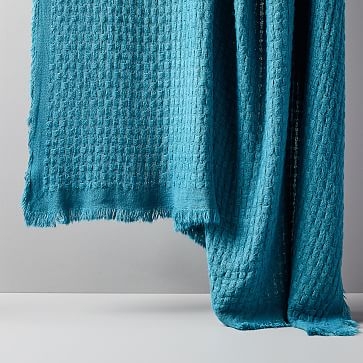 Waffle Weave Throw, Blue Teal, 50"x60" - Image 0