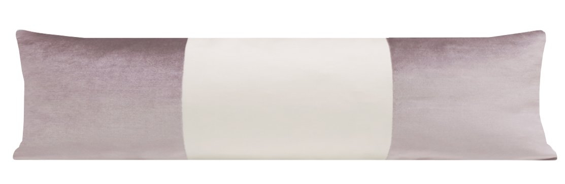 THE XL LUMBAR :: COLORBLOCK FAUX SILK VELVET // SMOKEY LAVENDER - 14" X 48" - Image 1