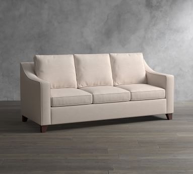Cameron Slope Arm Upholstered Grand Sofa 95.5" 3-Seater, Polyester Wrapped Cushions, Premium Performance Basketweave Light Gray - Image 1