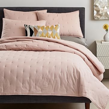 Organic Washed Cotton Quilt, Twin, Pink Blush - Image 0