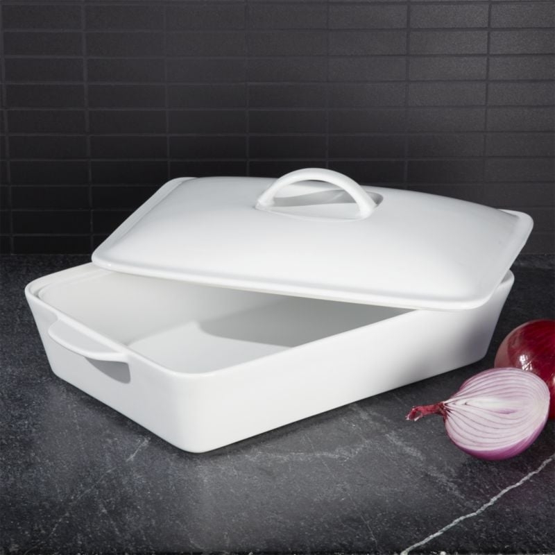 Potluck White Covered Baking Dish - Image 1