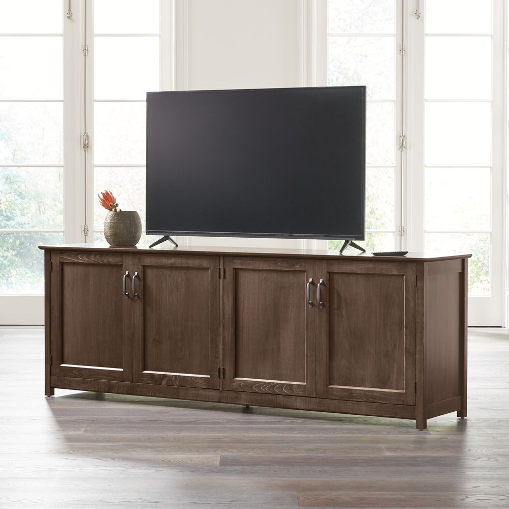 Ainsworth Cocoa 85" Media Console with Glass/Wood Doors - Image 0