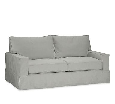 PB Comfort Square Arm Slipcovered Sofa 76.5", Box Edge, Memory Foam Cushions, Performance Everydaysuede(TM) Metal Gray - Image 2