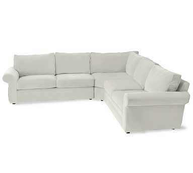 Pearce Roll Arm Upholstered 3-Piece L-Shaped Wedge Sectional, Down Blend Wrapped Cushions, Basketweave Slub Oatmeal - Image 0