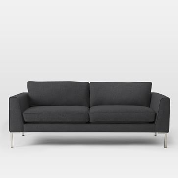 Marco Metal Leg 77" Sofa, Pebble Weave, Charcoal - Image 0
