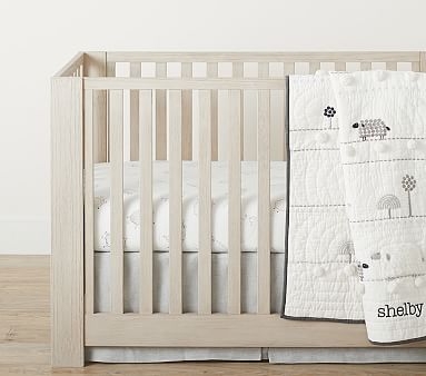 Organic Shelby Sheep Crib Fitted Sheet, Crib Fitted, Grey - Image 2