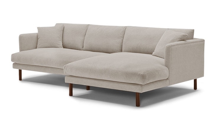 Beige Lewis Mid Century Modern Sectional - Cody Sandstone - Mocha - Right - Cylinder Legs - Image 1