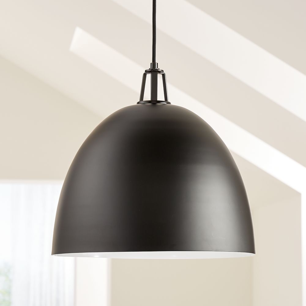 Maddox Black Dome Large Pendant Light with Black Socket - Image 0