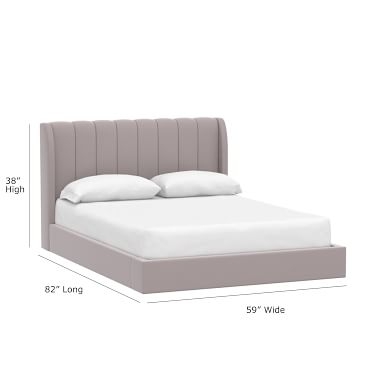 Avalon Platform Upholstered Bed, Queen, Lustre Velvet Dusty Indigo - Image 3