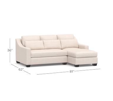 York Slope Arm Upholstered Deep Seat Left Arm Loveseat with Chaise Sectional and Bench Cushion, Down Blend Wrapped Cushions, Performance Slub Cotton White - Image 1