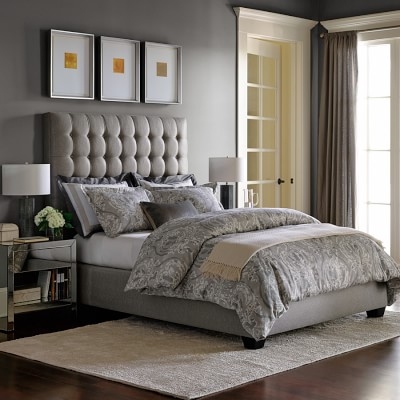 Fairfax Tall Bed, King, Performance Linen Blend, Graphite - Image 1