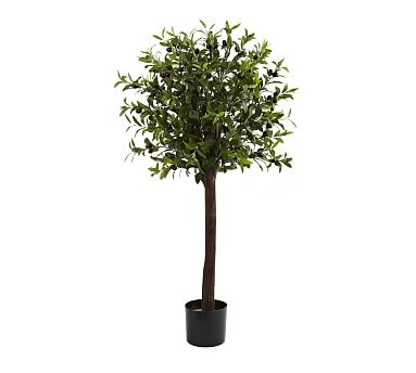 Faux Olive Topiary Tree, 4' - Image 0