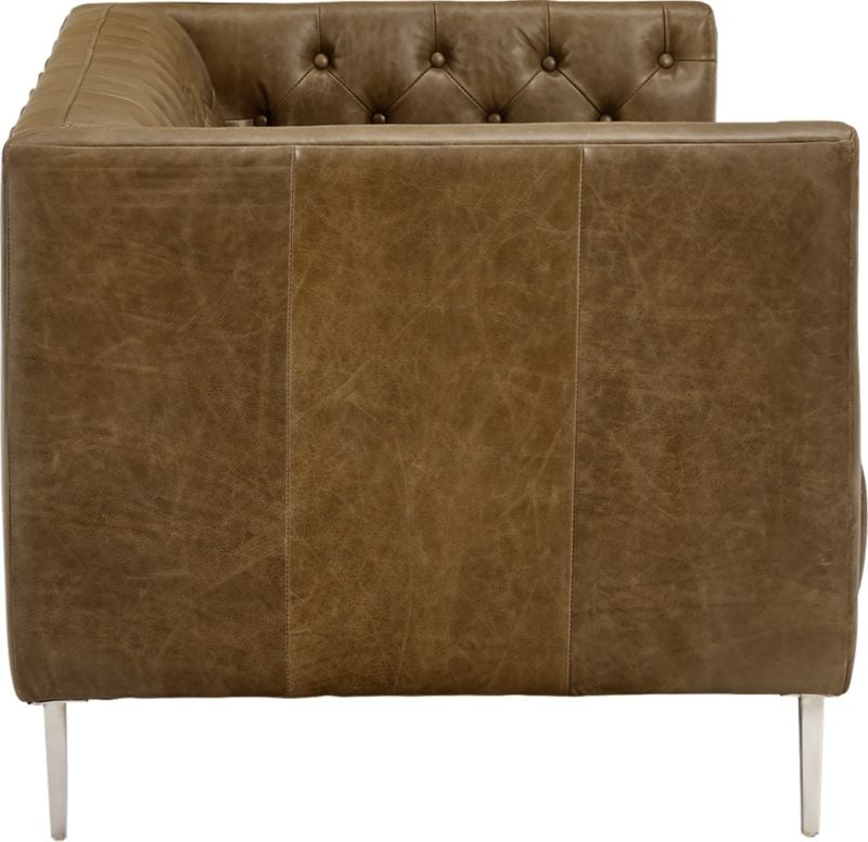 Savile Saddle Leather Tufted Apartment Sofa // Estimated in early August - Image 3