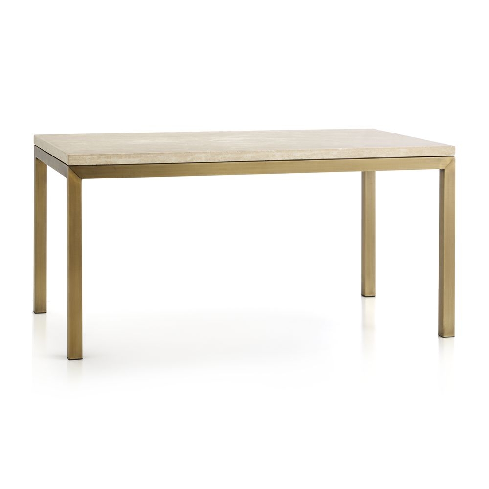 Parsons Travertine Top/ Brass Base 60x36 Dining Table - Image 0