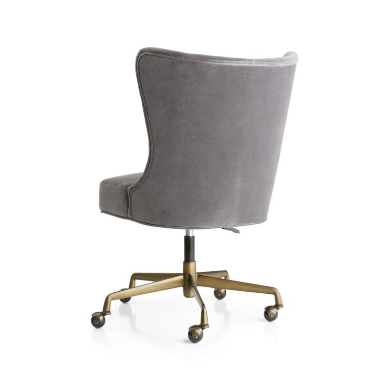 Isla Grey Velvet Office Chair - Image 3