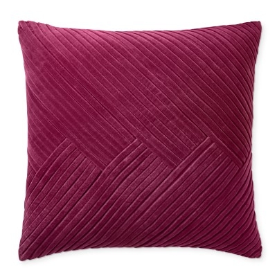 Pleated Velvet Pillow Cover, 22" X 22", Sangria - Image 0
