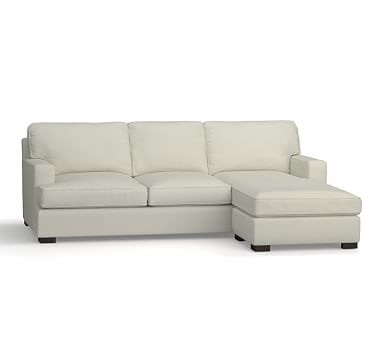 Townsend Square Arm Upholstered Sofa with Reversible Storage Chaise Sectional, Polyester Wrapped Cushions, Premium Performance Basketweave Pebble - Image 2