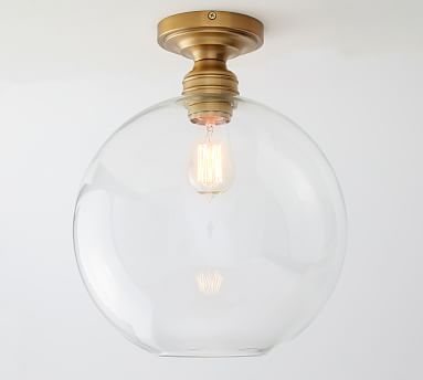 Glass Globe Hood & Brass Flush Mount - Image 0