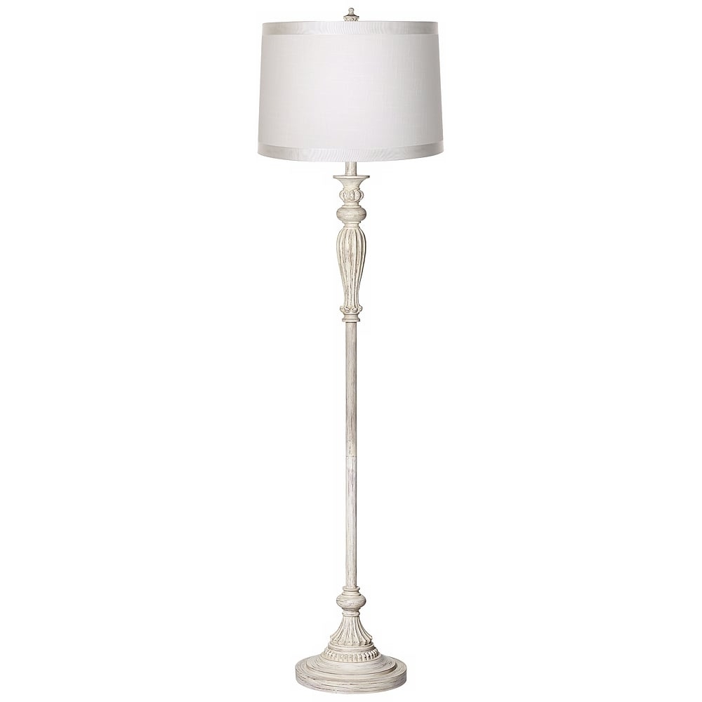 360 Lighting Vintage Chic 60" White Drum and Antique White Floor Lamp - Image 1