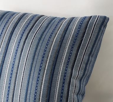 Outdoor Sunbrella Neuberry Stripe Pillow, 18", Blue Multi - Image 1