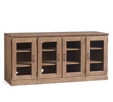 Printer's 64" Media Console with Glass Cabinets, Seadrift - Image 0