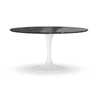 Tulip Pedestal 56" Round Dining Table, White Base, Black Marble - Image 0