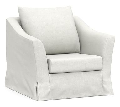 SoMa Brady Slope Arm Slipcovered Armchair, Polyester Wrapped Cushions, Basketweave Slub Ivory - Image 2