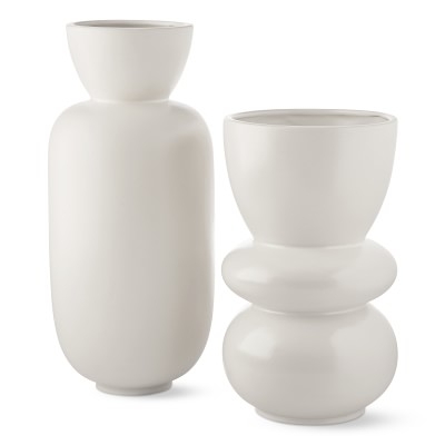 Larsen White Ceramic Vase, Large - Image 1