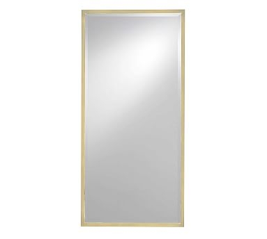 Kensington Rectangular Slim Mirror, Brass, D-Ring Mount - Image 0