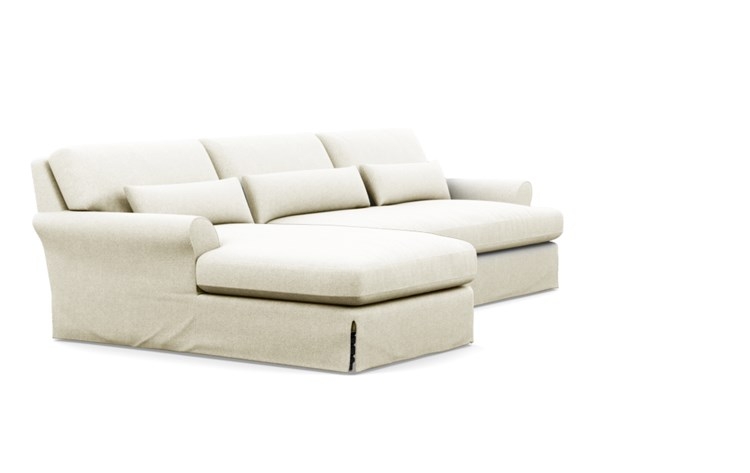 Maxwell Slipcovered Left Sectional with White Vanilla Fabric and Oiled Walnut with Brass Cap legs - Image 1