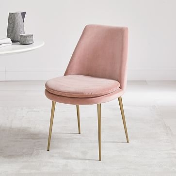 Finley Low Back Dining Chair, Astor Velvet, Grapefruit, Light Bronze,individual - Image 3