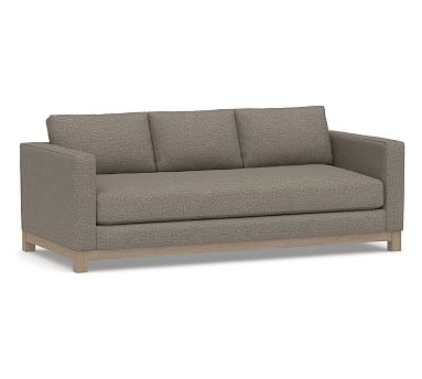 Jake Upholstered Sofa 3x1 86" with Wood Base, Standard Cushions, Performance Chateau Basketweave Light Gray - Image 0