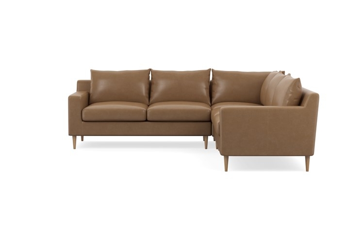 Sloan Leather Corner Sectional with Palomino and Natural Oak legs - Image 0