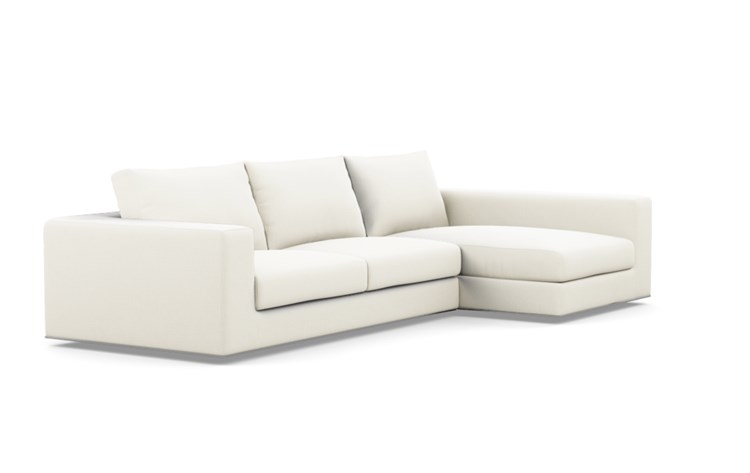 Walters Right Sectional with White Ivory Fabric and extended chaise - Image 1