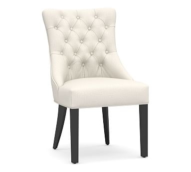 Hayes Tufted Dining Side Chair with Belgian Gray Frame, Performance Heathered Tweed Ivory - Image 0