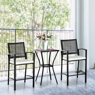 Eleanor Outdoor 3 Piece Bistro Set with Cushions - Image 0